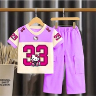 UNGU COD CHILDREN'S CARGO JERSEY SET WITH 33 PURPLE LILAC MOTIF AGES 2 YEARS - 12 YEARS