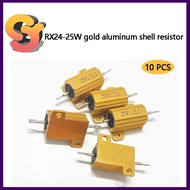 [Ready Stock Supply] 10PCS RX24-25W Gold Aluminum Shell Resistor 1R 2R 3R 4R 5R 6R 8R 10R 20R 30R 10