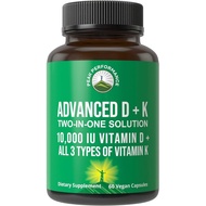 Peak Performance Advanced Vitamin D 10000 IU with All 3 Types of Vitamin K Capsules 10,000 IU Vitami