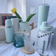 Starbucks Mint Green Series Ton Cup Cup with Straw Thermos Cup Fresh Tumbler Couple Gift Cup