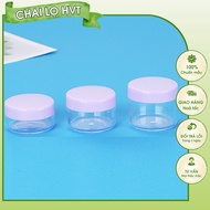 5g 10g 15g 20g Plastic Jar with Purple Lid and Transparent Body for cosmetics used in cosmetic spas 