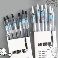 6Pcs Korean Style Simple Transparent Gel Pen Set 0.5mm Large Capacity Black Ink Pen Muji Retractable Signature Pen Office Stationery Supplies