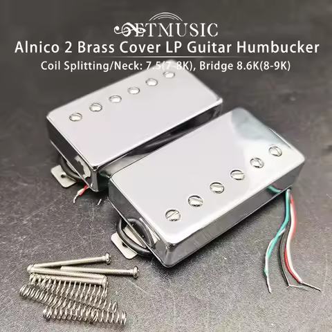 Alnico 2 Humbucker Guitar Pickup 4 Coil Cable Coil Splitting with Brass Cover Alnico II Pickup for L