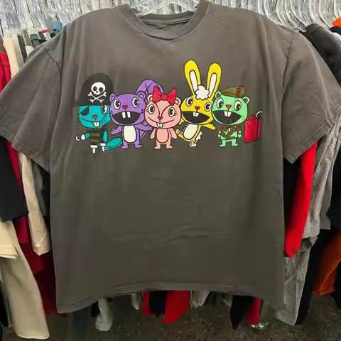 2000S Happy Tree Friends Vintage Cartoon Movie Re Printed T Shirt 2 Sided S 5Xl