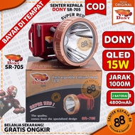 Senter kepala DONY Cas DONY Ironman SR 705 Super Red 15 WATT 15W QLED LED SUPER TERANG MURAH Sintar 