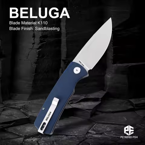 Petrified Fish Beluga PFP01 Quality Folding Knife Jackknife K110 Knife for Hunting Outdoor Camping F