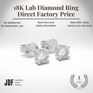 JDF 4 Prongs Lab Diamond Stud Earrings in 18K Gold