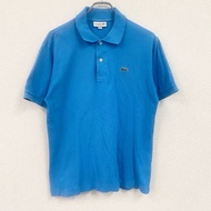 LACOSTE短袖 polo 衫，帶刺繡標誌，淺藍色，M 碼，古著