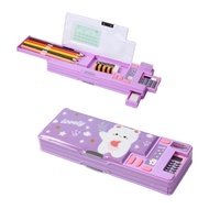 【COD+IN STOCK】 สองชั้น กล่องใส่ดินสอ พร้อมเครื่องคิดเลข ที่เหลาดินสอ ที่จัดระเบียบเครื่องเขียน ใช้งานได้หลากหลาย พลาสติกทำจากพลาสติก กล่องเก็บเครื่องเขียน สำหรับชาย/หญิง