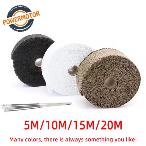 5cm*5M 10M 15M 20M Motorcycle Exhaust Heat Wrap Thermal Exhaust Tape for Motorcycle Fiberglass Heat 