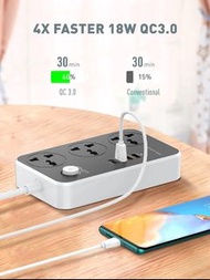 LDNIO SC3412 阻燃 2500W 多功能電源插線板 PD 20W USB-C + 3口 QC 3.0 快充 psbckp 2529 LDNIO SC3412 Fireproof 2500W 