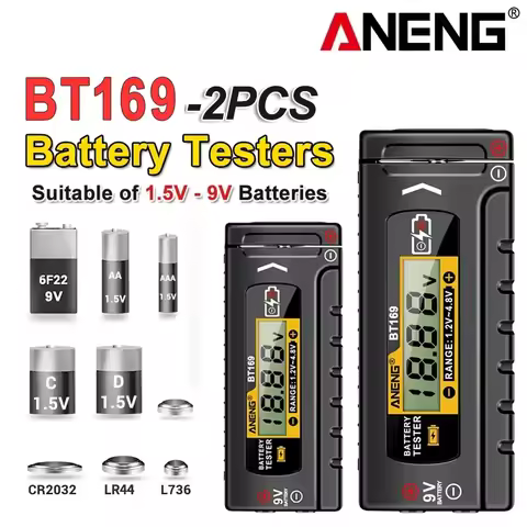 Battery Testers ANENG Digital Multifunctional Detector BT169 Quickly MeasureAA/AAA/C/D/9V/1.5V Butto