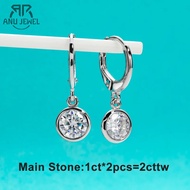 AnuJewel Moissanite Hoop Women's Earrings Huggies  925 Sterling Silver 2cttw Lab Created Diamond Dro