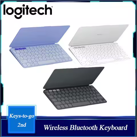Logitech Keys To GO 2 Portable Bluetooth Tablet Keyboard with Built-in Cover Slim Compact Wireless B