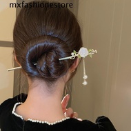 MXFASHIONE Rose Hair Stick, Pearl Flower Hair Accessories Rose Tassel Headwear, Elegant Hair Chopsticks Cheongsam Hanfu Tassel Hair Fork Rose Hanfu Hairpin Wedding