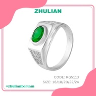 ZHULIAN Rhodium Plated 925 Silver Ring for Men Cincin Nikah/Tunang Lelaki