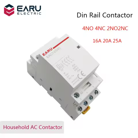 4P 16-25A AC 220V 230V 50/60Hz Din Rail Household AC Modular Contactor Switch Controller 4NO 4NC 2NO