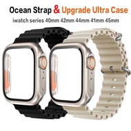 Ocean Strap+case Change To Ultra Screen Protector compatible for Apple Watch 49mm Series 8 7 45mm 41mm I watch 6 5 4 Se 44mm 40mm