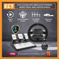 PXN V10 Racing Simulator Steering Wheel Pedal and Shifter Bundle 270 / 290 Degree with Force Feedbac