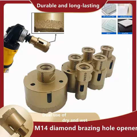 M14 thread diamond dry vacuum brazing drill bit set with tile drill bit granite marble hole saw tool