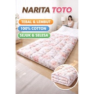 TOTO NARITA  Kain Mattress Cotton Tebal Size King 74”X90” Soft Empuk Anti Luntur Tahan Basuhan Harga