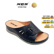 XES BSLCYS520 Ladies Comfort Slip On Sandal Wedges ( Black / Almond )