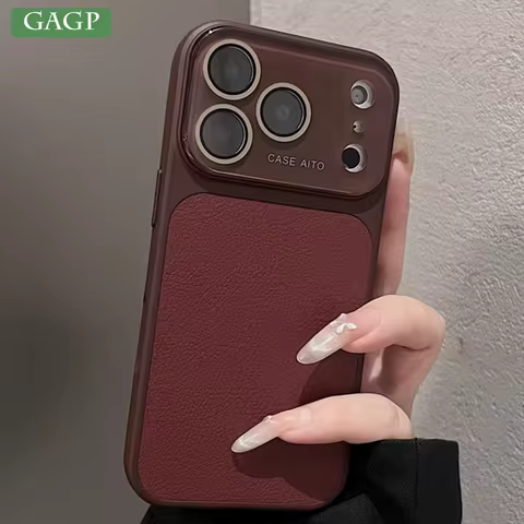 Luxury Lychee Leather Matte Plating For iPhone 17 16 15 14 Pro Max 13 Candy Color Shockproof Camera 