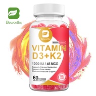 BEWORTHS Naturals Vitamin D3K2 Gummies 1000 IU Vitamin D3 + 45 Mcg Vitamin K2 for Bone Health Promotes Healthy Muscle Function