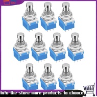 【jiaobin1】10PCS Guitar Effects Pedal Footswitch 3PDT Stomp Pedal Switch 9-Pin Locking Push Button Fo
