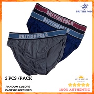 British Polo 3pcs Men Brief Smooth Comfort Underwear Printing Design Spender Seluar Dalam Lelaki