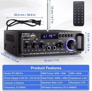 Kerndy BT-298A Bluetooth EQ Audio Amplifier Karaoke Home Theater FM Radio 600W Amplifier BT 298A