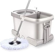 Spin Mop Bucket System Stainless Steel Deluxe Spinning Mop Bucket Floor Cleaning System (Color : B) Commemoration Day Better life