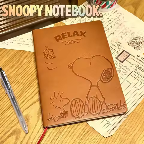 Vintage Snoopy A5 Leather Notebook Cute Embossed Cover Journal Portable Durable Notepad High Appeara