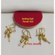 925 Silver Bamboo Hook Earrings with 925 Gold Plating