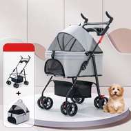 Pet Cart Dog Cat Teddy Baby Outdoor Small Pet Dog Cart Lightweight Separable Cage Folding Cart