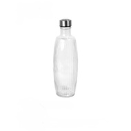 1.2 Liter Ribbed Glass Bottle with Stainless Steel Cap for Everyday Use