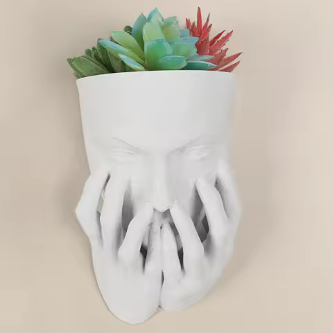 Cross-Border Creative Human-Face Shaped Wall-Mounted Flower Pot. With Human Faces and Hands as Desig
