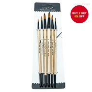 Lonely Finger Round Paint Brushes 6 PCS Oil Watercolor Acrylic Paint Brush, Wood Painting Artist Bru