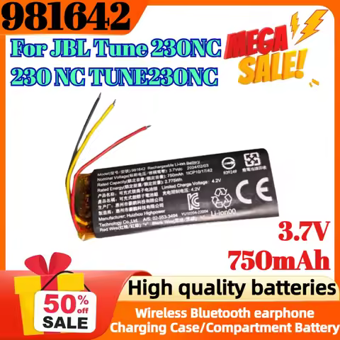 981642 3.7V 750mAh Battery for JBL Tune 230NC 230 NC TUNE230NC TWS Wireless Bluetooth Earphone Charg