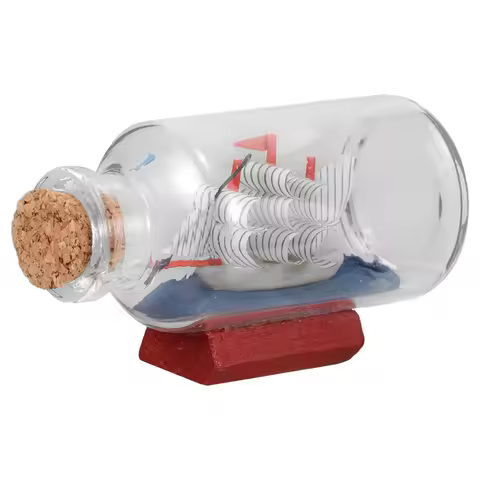 Nautical Glass Drift Bottle Ocean Theme Desktop Ornament Ship in Bottle Pirate Boat Home Decoration 