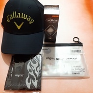 TOPI GOLF PAKET : 1Topi Golf + 1Handsleeve + 1Kotak Bola Titleist isi 3 : "Golf Play Pack 3" Origina