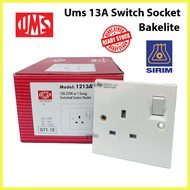 SIRIM UMS 1213A 13A Bakelite Switch Socket 13A Switches Wall Switch Wall Socket Soket Dinding 3 pin 