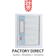 LIONFILE A4 5 tab Index Dividers 0.13mm PP Numbered 10sets/100 sets