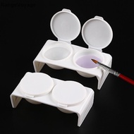 RangeVoyage White Plastic Liquid Dappen Dish Twin Cup Nail Art Pigment Holder for Nail Brushes Washi