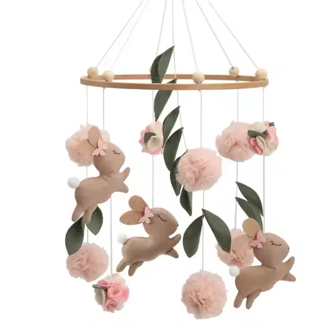 Bunny Baby Mobile Girl Baby Shower Gift Nursery Decor Girl Bunny Crib Mobile