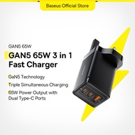 Baseus GaN5 Pro Fast Charger 2C+U 65W UK For Phone Laptop