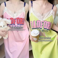 [Taiwan Ready Stock] Sling Pajamas with Chest Pad Nightdress Girls Pajamas Summer Pajamas Chest Pad 