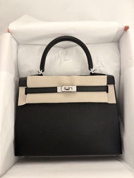 🔥Hermes Kelly 25 黑銀Black PHW Epsom