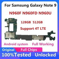 สำหรับ Samsung Galaxy Note 9 N960F N960FD N960U เมนบอร์ดปลดล็อคบอร์ดตรรกะหลัก128กิกะไบต์512กิกะไบต์