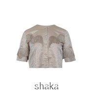 Shaka AW25 Seascape Jacquard Fringe Crop Top เสื้อครอป ดีไซน์ชายเสื้อและปลายแขนซ้อนชั้น BL-8251110 (